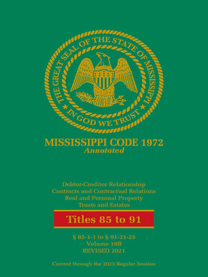 cover image of Mississippi Code of 1972 Annotated